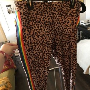 Torrid Leopard Leggings with Rainbow Stripe